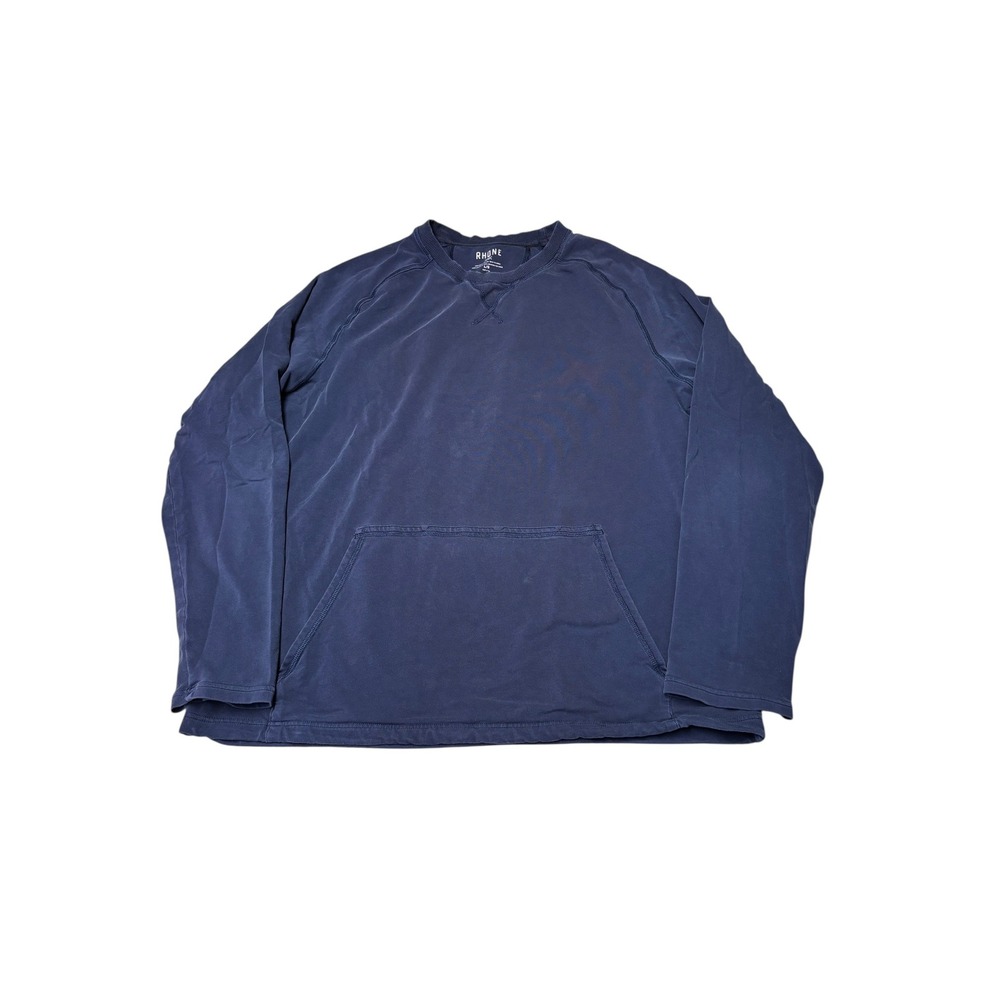 Rhone Mens‎ Long Sleeve Kangaroo Pocket Pullover Top Navy Blue Size Large L